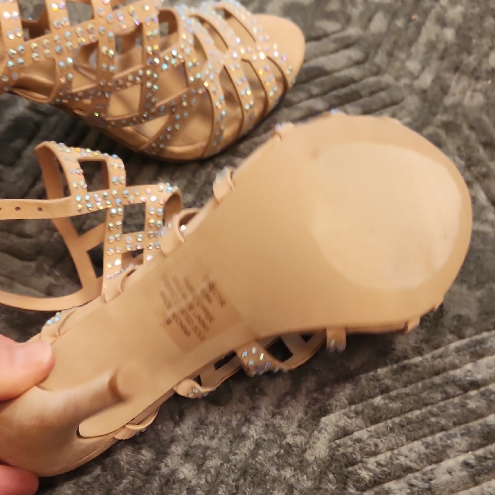 Madden Girl Tan Rhinestone Strappy Heels - Picture 6 of 16